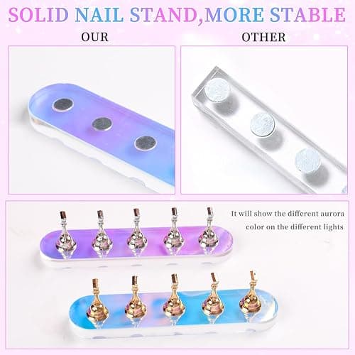 ANGNYA Nail Stand for Press on, 2 Set Aurora Nail Holder for Painting Nails Press on Nail Stands with 96 Pcs Reusable Sticky Putty for Nail Art Display Home & Salon Use thumbnail 5