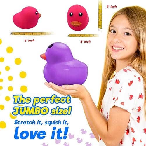 JA-RU Jumbo Super Stretchy Duckie (1 Green Duck). Irresistible Squishy Duck. Squeeze Action. Squishy, Squeezable, Stress Relief, Fidget, Party Favor, Classroom Prize. 4543-Green-1 thumbnail 4