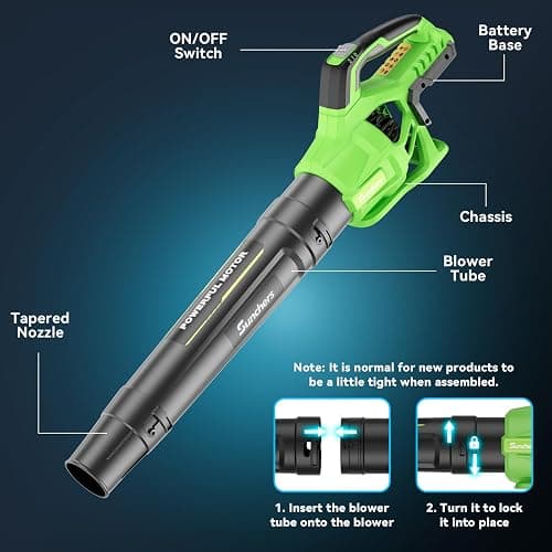 Leaf Blower Cordless with 2 x 4.0Ah Battery and Charger, 780CFM 260MPH Electric Blower with 2 Speeds, 20V Handheld Leaf Cleaner for Lawn Care, Blowing Leaves, Dust, Snow, Gravel for Patio, Yard, Green thumbnail 4
