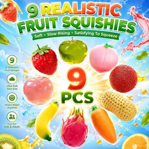 Fruit Squishy, Jumbo Giant Fruit Slow Rising Stress Relief Toy Strawberry Apple Banana Carrot Peach Cheese Butter Squishy Squeeze Fidget Realistic Squeezable Toy Ball Relaxing Sensory thumbnail 2