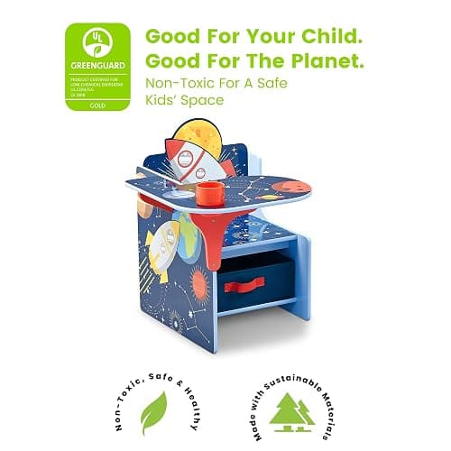 Delta Children Space Adventures Chair Desk with Storage Bin - Ideal for Arts & Crafts, Snack Time, Homeschooling, Homework & More - Greenguard Gold Certified, Blue thumbnail 4