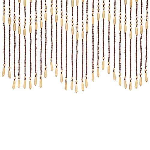 Headery Beaded Curtain, Handmade Wood Bead Curtain Door Beads Beaded Door, Exquisite Room Decor Doorway Beads Hanging Door Beads for Bedroom Bathroom Kitchen Restaurant (Beige&Brown) - Beige&brown thumbnail 7