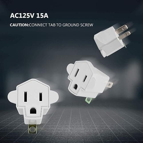 4 Pack ETL Listed Grounding Outlet Adapter, JACKYLED 3-2 Prong Adapter Converter, Portable Fireproof 392℉ Resistant Heavy Duty Wall Outlet Plug for Household Appliances Industrial - 4 Pack - A-Ivory White thumbnail 8