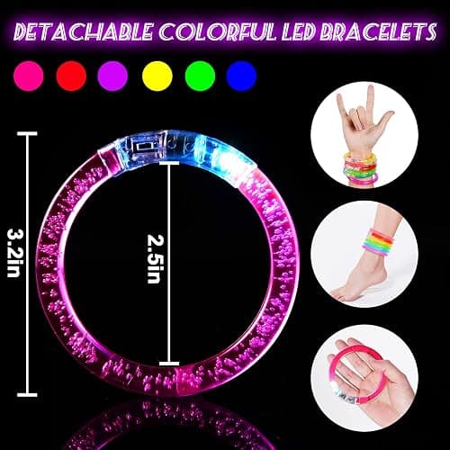 Mikulala 24Pcs Glow in the Dark Party Supplies for Kids/Adults, Flashing Light up Toys LED Bracelets Easter Glow Sticks, Mardi Gras Party Favors Carnival Birthday Concert Gifts Accessory thumbnail 3