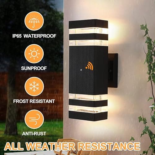TEBLAMPUE Dusk to Dawn Outdoor Lighting 4 Pack, Porch Lights Outdoor Wall Lamps for Patio Waterproof 3000K Warm White Exterior Light Fixture Sconce Lights for House Hallway Garden Corridor - Black - 2 Layer-4 Pack thumbnail 2