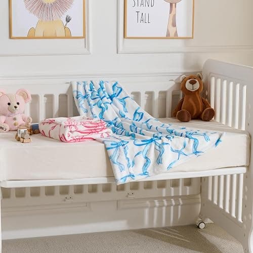Pink Bow Baby Blankets for Girls-Soft Cute Fleece Baby Blanket-Fluffy Infant Newborn Toddler Receiving Blankets for Crib Stroller, Pink Bow Decorate Festivals Birthdays, 30x40 Inches thumbnail 6