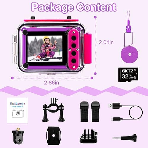 GKTZ Kids Camera - Waterproof Underwater Camera for Kids, Christmas Birthday Gifts for Girls Age 3-12, 1080P HD Children Digital Action Camera, Pool Toys for Kids Age 4-12 - Image 1