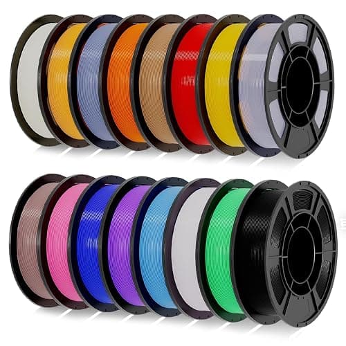PLA+3D Printer Filament 1.75mm Bundle, Individually Vacuum Packed, Multicolor Dimensional Accuracy +/- 0.02mm, 0.25kg per Spool, 16 Pack, 4kg Total - Image 1