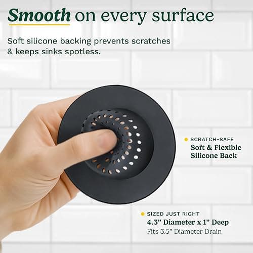 Cuisinart Sink Strainers- 2 Pack Kitchen Sink Drain Strainer & Food Catcher with Enamel-Coated Stainless Steel Rim and Silicone Base, Fits Standard 3.5" Drains, Outer Diameter 4.35", Scratch-Safe thumbnail 5