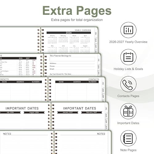Planner 2026-2027, Weekly and Monthly Calendar Planner, JUL 2026 - JUN 2027 | A5(6.3'' x 8.5''), Hardcover, Agenda Book, Sprial Bound, Inner Pocket, Office and School Use thumbnail 6