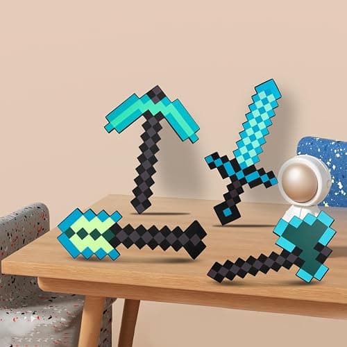 4 Pack Kids Game Role-Play Toy Weapon Set-Sword Axe Pickaxe and Shovel,Perfect Toy Weapons Gift for Halloween Christmas and Parties thumbnail 2