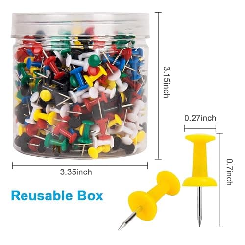 400Pcs Push Pins, Thumb Tacks for Bulletin Board, Stick Pins Thumb Tacks for Cork Board Wall Hangings, Office Tacks Color Pins for Desk Decor Organization (Assorted Colors) thumbnail 2