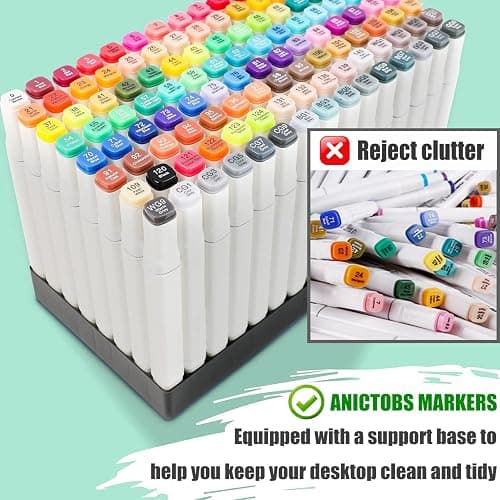 Alcohol Markers 80 Colors with Base Support, Drawing Art Markers Perfect for Students Kids and Adults Comics Sketching Illustration Artistic Creation Gift thumbnail 3