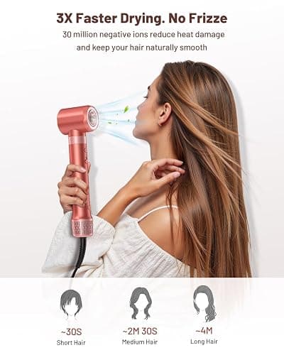 HITTIONA High-Speed 5 In 1 Hair Styler, Professional Hot Air Styler No Heat Damage Frizz-Free for Volumizer, Curl, Straighten, Drying, 1500W Negative Ionic Blow Dryer Brush with Travel Bag, Coral-Red thumbnail 4