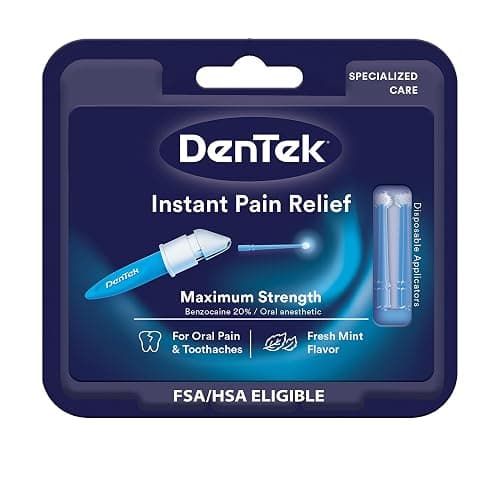 DenTek Instant Oral Pain Relief with Benzocaine for Toothache Pain Relief, 50 Disposable Applicators - Image 1
