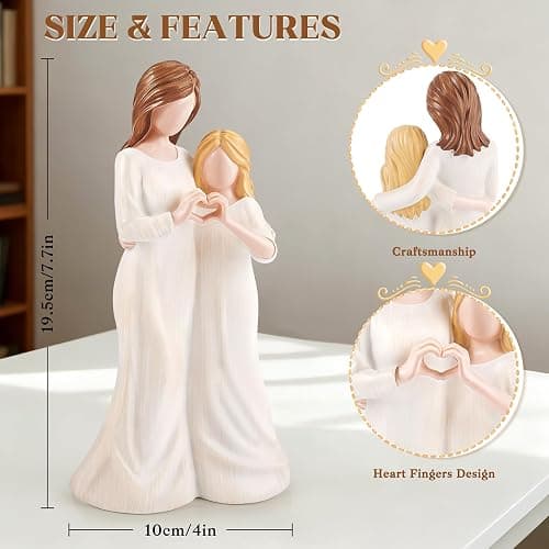 Mum Daughter Figurine Mother Daughter Figurine Mum Gifts Figures from Daughter, Close to Me Best Mum Gift for Mothers Day for Bride Present Hand-Painted Figurines Mum and Daughter (Beige) thumbnail 3
