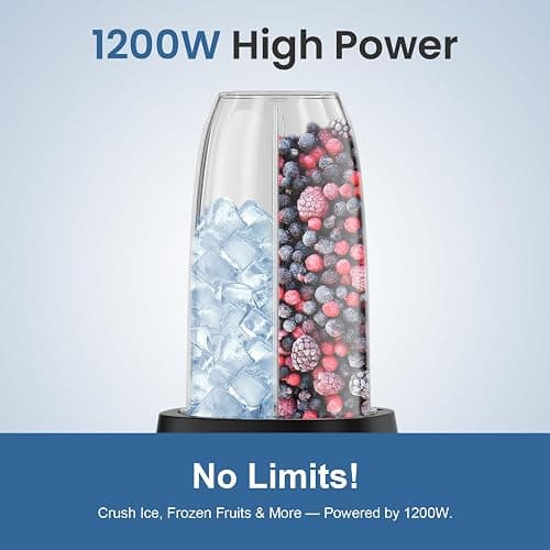 Colarlemo 12-Piece Smoothie Blender Maker 25,000 RPM Personal Blender for Ice Crushing Smoothies & Frozen Drinks Nuts with 23oz, 32oz, 37oz Portable Cups Two 6-Leaf Stainless Steel Blades, Silver thumbnail 3
