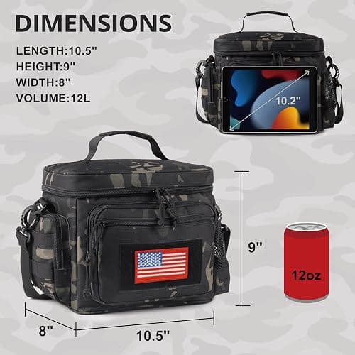 ATRIPACK Lunch Box for Men, Tactical Lunch Bag MOLLE Webbing Leakproof Insulated Large Lunch Cooler Women Adult Meal with Adjustable Shoulder Strap Durable Lunch Pail (Camo-Black) thumbnail 2