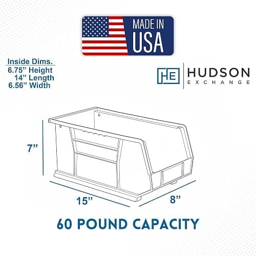 15" x 8" x 7" (6 Pack) Plastic Stackable Storage Bin, Clear thumbnail 3