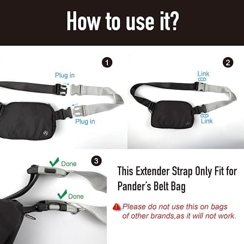 Pander Belt Bag Strap Extender – Fits Only Pander 1L and Larger Belt Bags, Adds 13.5” Length, Nylon Extension Strap, Not for Other Brands, Black thumbnail 3