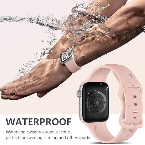 Charlam Compatible with Apple Watch Strap 40mm 41mm 38mm 42mm (Series 10 11) for Women Men, Sport Band Soft Silicone Replacement Straps for iWatch SE Series 11 10 9 8 7 6 5 4 3 2 1 SE 3, Sandpink thumbnail 3