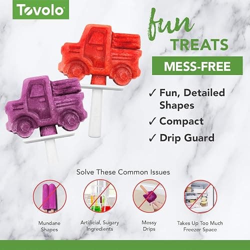 Tovolo Truck Popsicle Mold Pack of 4 Silicone Ice Pop Makers with Sticks for Kids, Stackable Construction Vehicle Shaped Frozen Treats, BPA Free Dishwasher Safe Truck Molds for Popsicles thumbnail 4