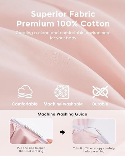 Bed Canopy with Star Lights, Double Layer Canopy for Bed, Princess Play Tent for Girls Room, Breathable Canopy Bed Curtain for Children Reading Nook, Machine Washable Canopy, 25.6''x106'', Pink thumbnail 3