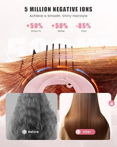 Tqcir 8-in-1 Professional Hot Air Styler&Hair Dryer Brush, Powerful Multi-Styler with Auto-Wrap Curler with Storage Case, Fast Drying Curling Straightening Volumizing Without Heat Damage(Pink) thumbnail 4