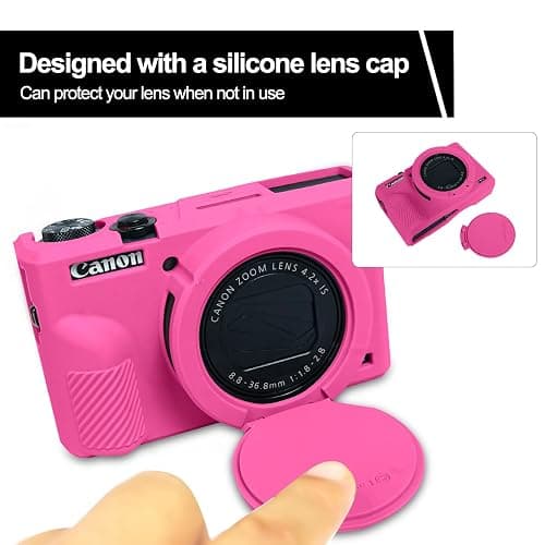 Easy Hood Case for Canon Powershot G7 X Mark III Digital Camera, Soft Silicone Protective Cover with Removable Lens Cover for Canon Powershot G7X Mark III DSLR Camera (Rose) thumbnail 4
