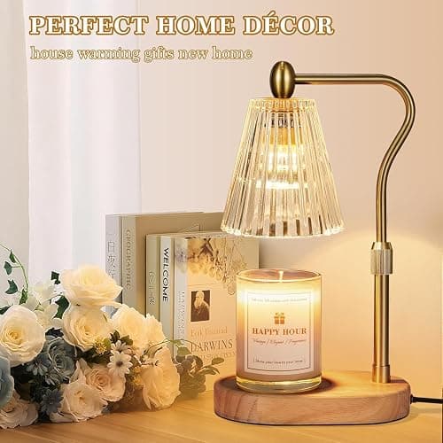 Loowoko Lámpara calentavelas, Candle Warmer lamp con temporizador y regulador de intensidad, altura ajustable, con 2 bombillas, lámpara para velas aromáticas en vidrio, decoración thumbnail 9