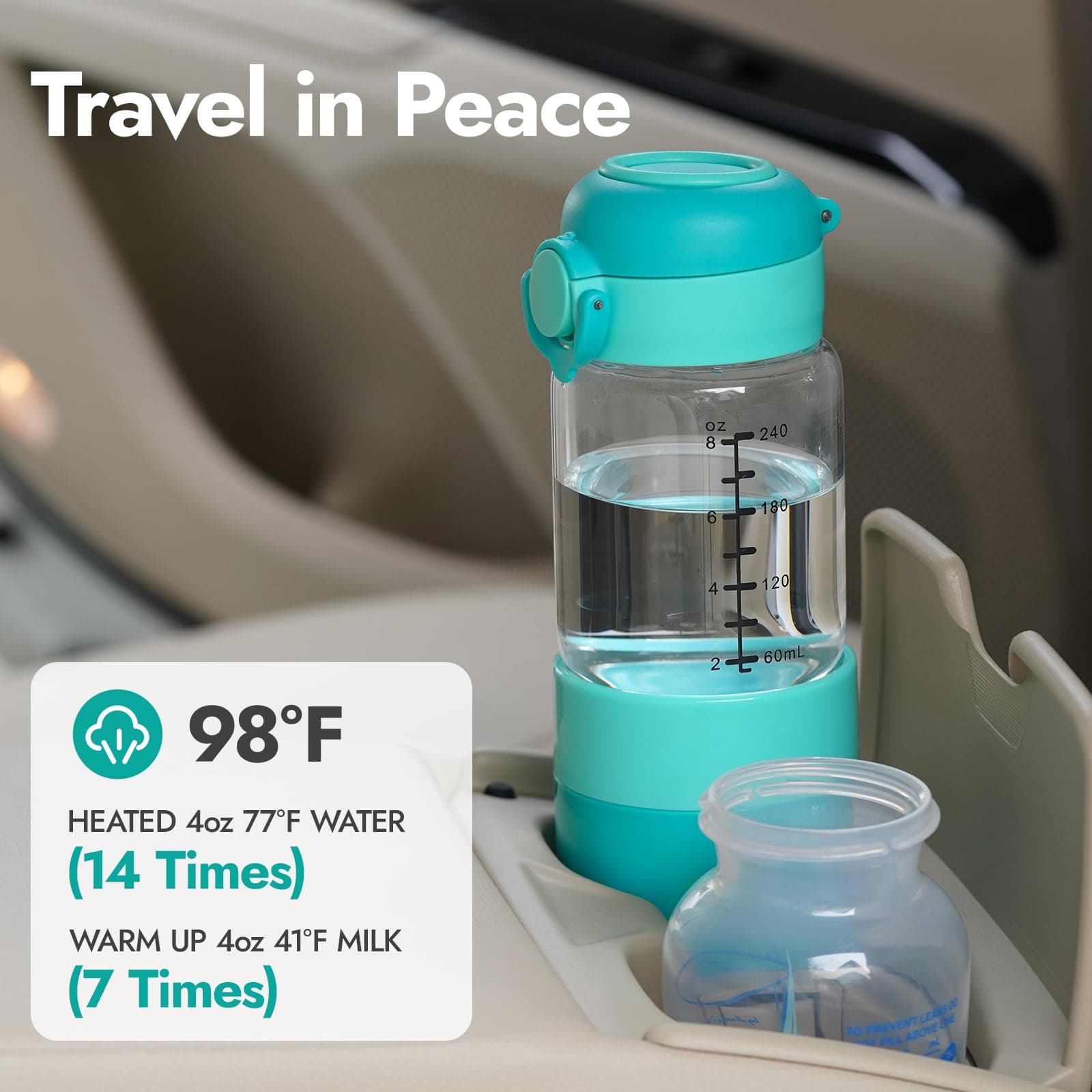NCVI Calentador De Biberones Portátil Para Viajes De Bebé, Calentador De Leche Materna Usb Para Coche Con Batería, Calentador De Agua Rápido Inalámbrico Para Avión, Ideal Para Biberones De Fórmula De thumbnail 6