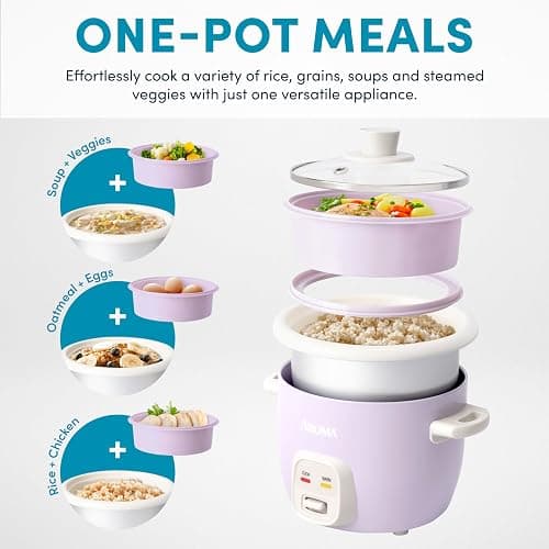 AROMA® CoreCoat Rice Cooker with Pop-Up Food Steaming Basket (4 Cups Cooked, 2 Cups Uncooked, 1 Qt) thumbnail 3