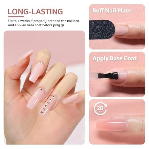 GAOY Poly Gel Set - 6 Colors Pinkish Nude Clear Builder Gel Nail Enhancement Kit for Beginner & Professional DIY Nail Art thumbnail 3