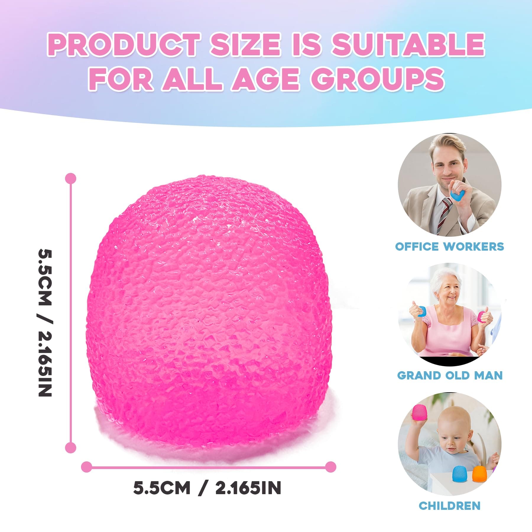 Squishy Fidget Toys Stress for Kids and Adults, Super Solid Squeeze Ball, Sensory for Stress Relief, Birthday and Party Favors Stocking Stuffers(Pink) thumbnail 4