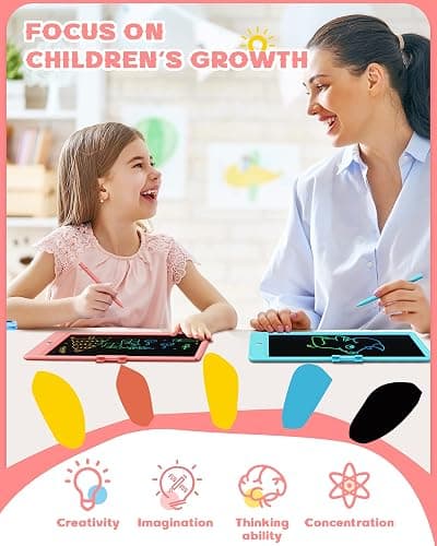 Bravokids 10 Inch LCD Writing Tablet for 3-8 Year Olds - Electronic Drawing Pad and Doodle Board as Educational Birthday Gifts for Girls and Boys (Pink) thumbnail 4
