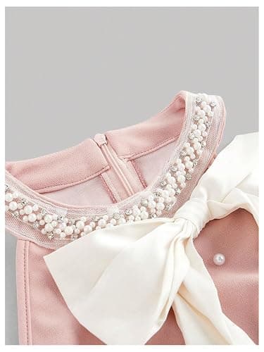 Floerns Women's Cute Bowknot Halter Dress Pearl Beaded Ruffle Hem Party Mini Dresses thumbnail 3