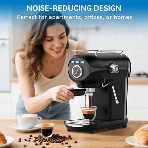 XIXUBX Espresso Machine, 20 BAR Pump Temperature Control, Compact Espresso Maker with Steam Milk Frother, Professional Coffee Makers for Home, Cappuccino, Latte, Gifts for Coffee Lover, Black thumbnail 6