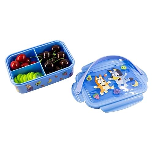 Fast Forward Bluey Bento Lunch Box for Kids | Bluey and Bingo Food Container with Utensils | BPA-Free Lunch Kit with 3 Compartments | Bento Snack Box with Spoon & Fork thumbnail 3