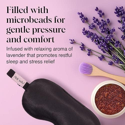 Kitsch Weighted Satin Sleep Mask - Weighted Eye Mask for Sleeping and Travel - Lavender Sleeping Mask for Women and Men - Light Blocking, Adjustable Strap, Ultra-Soft, Black (4.1oz/116g) thumbnail 6