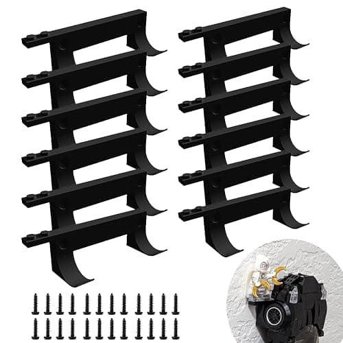 TEYOUYI 12PCS Wall Mount for Any Lego Speed Champions Sets Wall Bracket for Lego Speed of Champions with a Base for The Pilot,Wall Mount for Brick Cars and Figure Black - Image 1