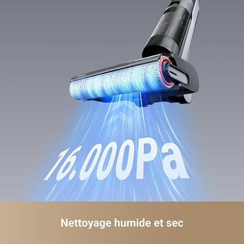dreame H12 Pro Ultra Aspirateur Eau et poussière, Lavage 60 °C, Séchage 30 Min, Nettoyage Auto Double Rotation avec Racleur Résistant, Aspiration 16 000 Pa, Brosse 2 Bords, Détection Intelligents thumbnail 5