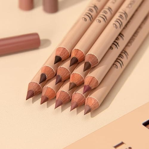 Aseawave Matte Lip Liner Set, 12 Colors Brown Tone Natural Lip Makeup, Ultra Fine Lip Liner & Eyeliner Set, Creamy, Long Lasting, High Pigmented Pencil, Various Shades of Brown thumbnail 7