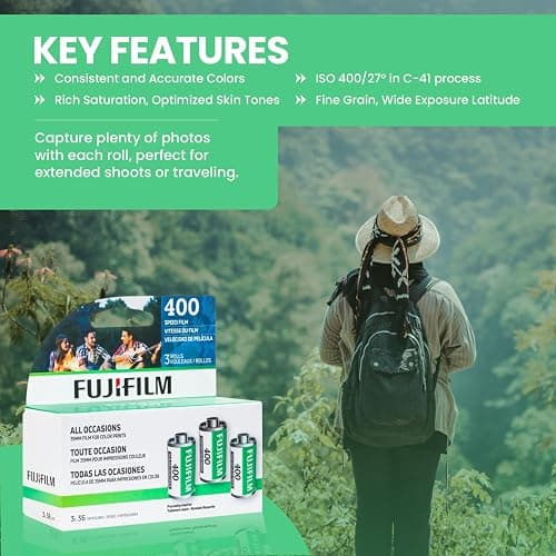 FUJIFILM 400 Color Negative Film (35mm Roll Film, 36 Exposures, 3-Rolls) + BluebirdSales Microfiber Cleaning Cloth thumbnail 4