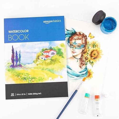 Amazon Basics Watercolor Pad, 9"x12", 140 lb / 300 gsm, 30 Sheets, White thumbnail 8