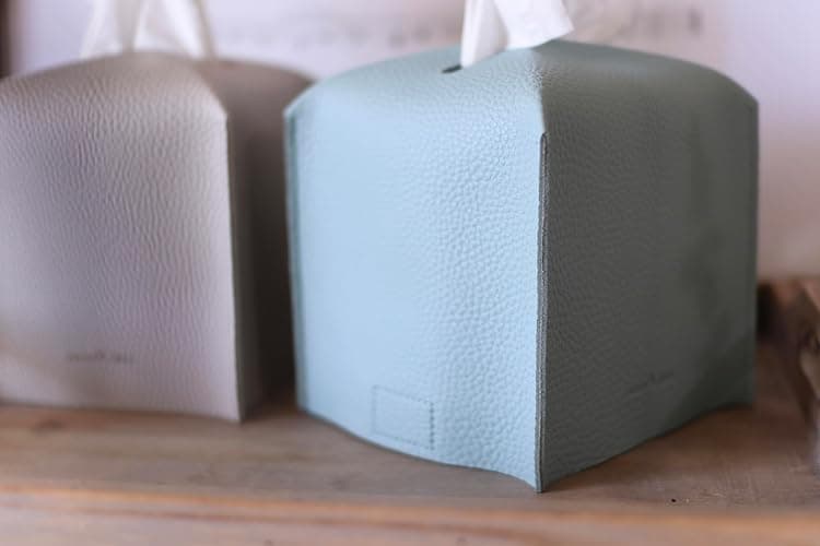 Tissue Box Cover Holder, Square with Bottom Belt by Carrot's Den - PU Leather Decorative Organizer for Tabletop, Bathroom, Car, Office | Camel thumbnail 9