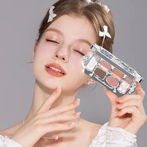 Flower Knows Swan Ballet Six-Color Makeup Palette,Neutral Pink Eyeshadow with 4 Matte + 2 Shimmer Shades,Blendable Smooth Cute Eye Makeup,0.23 Oz(01 White Swan) thumbnail 4