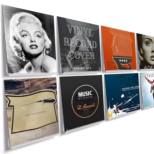 Cerpourt 8 Pack 12'' Clear Acrylic Record Display Shelf - Wall Mount and Display Your Favorite LP Records in Style - Image 1