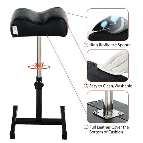 QUEESALN Pedicure Manicure Footrest Adjustable Height Stand Beauty SPA Salon Nail Care Black thumbnail 3
