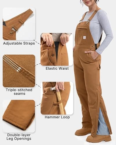 HISEA Insulated Bib Overalls for Women, Women's Essential Winter Water Resistant Overall, Ladies Snow Washed Overall for Work thumbnail 4