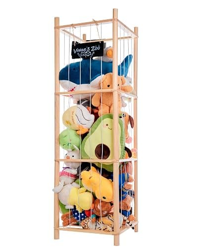 BEINGMATE Care Large Stuffed Animal Storage Organizer, Wooden Stuffed Animal Storage Zoo, Toy Holder, Space Saving Toy Zoo for Kidroom, Playroom, Kid’s Gift, Nature - Image 1